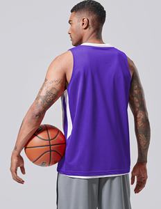 Maillot de basketball réversible imprimé pour homme, sans manches, col en V, coupe athlétique, 100 % polyester, respirant et anti-humidité - Product Image 3