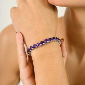 Bracelet élégant en argent sterling 925 fait à la main pour femmes, véritable améthyste violette, accessoires à maillons fins et élégants à la mode - Product Image 2