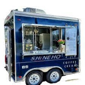 Chariots à café multifonctions Remorque alimentaire mobile, Chariot de nourriture Mini camion de crème glacée entièrement équipé avec cuisine - Product Image 2