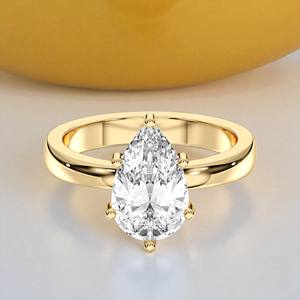 Poire et coupe ronde 2.11 carats F-G/VS Lab Grown Diamond Prong Set Solitaire Bague de fiançailles fabriquée en argent pour les femmes - Product Image 2