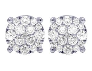 Pendientes redondos de racimo Hip Hop con diamantes cultivados en laboratorio diseñados en elegantes joyas de oro de 10K - Product Image 1