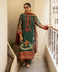 2024-25 vestido de lana ligero personalizado para mujer Khaddar de invierno a la moda con decoración de encaje para fiestas Precio de Venta caliente - Product Image 1