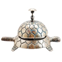 Sonnette de bureau en laiton, style tortue, design moderne et antique, état neuf, pour service d'appel de comptoir d'hôtel