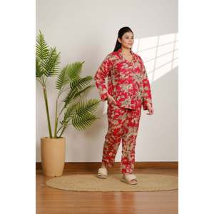Women's Floral Cotton <b>Pajama</b> Set Soft and Breathable Summer Sleepwear Button Closure ODM Homewear Bridal Bridesmaid - Product Image 4