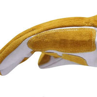 Guantes de trabajo para hombre de cuero de grano de cabra con dorso de tela de algodón entrelazado, transpirables, cómodos para conducir