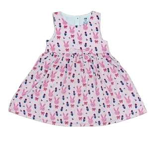 Vestido de princesa informal de verano para niñas, nuevo diseño, 100% algodón, cuello redondo, manga abullonada, Tops florales, dulce y lindo - Product Image 1