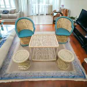 Juego de muebles de exterior de ratán de diseño simple, jardín, mimbre, bambú, Patio, restaurante, Hotel, césped, salón, sofá con mesa y otomana - Product Image 1