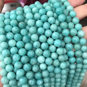 Perles de pierre d'amazonite naturelle authentique de qualité 3A, bleu ciel, rondes, 15 pouces, brin complet de pierres semi-précieuses en vrac - Product Image 2