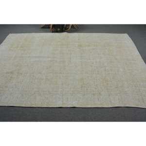 พรมตุรกีขนาดใหญ่ 6.1x9.2 ฟุต สีขาวน้ำเงิน พรมขนสัตว์สีพื้น - Product Image 3