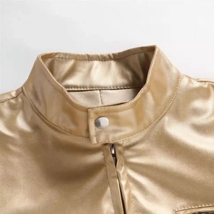 Hiver Nouveau Veste en cuir standard pour hommes en toile Or/Argent Tendance Hôte Stage Performance Dress Casual Coat Waterproof Windproof - Product Image 6