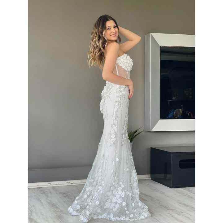 Strapless Three-Dimensional Flower Patterned New Season Evening Dress With Transparent Waist Ht7462 7462
