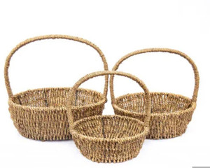 Lot/3 paniers de rangement en jacinthe pour fleuriste et panier floral panier en jonc de mer tissé de FACTORY de bonne qualité - Product Image 1