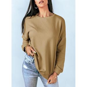 เสื้อกันหนาวแขนยาวคอตตอนของผู้หญิง, เสื้อกันหนาวผ้าฝ้ายกันน้ำสวมใส่สบายสีพื้นใส่สบายมาใหม่ - Product Image 2