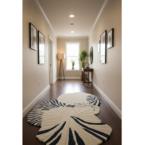 Alfombra de Lana de Lujo Hecha a Mano con Forma de Hoja Irregular para Proyectos de Interiores Modernos, Decoración de Sala de Estar, Respaldo de Látex, Regalo de Año Nuevo - Product Image 2