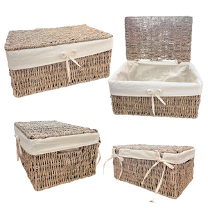 PRODUIT CHAUD Panier rectangulaire en jonc de mer avec couvercle Une solution de rangement polyvalente pour chaque maison - Product Image 1