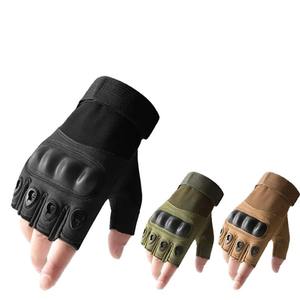 Wholesale Top Quality Outdoor Sports protection Tactical <b>Fingerless</b> Leather Wear Resistant Fingers Hiking Cycling <b>Gloves</b> for Men - Product Image 1