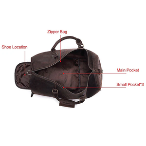 Sac polochon en cuir vintage de grande capacité de vente chaude avec le dernier style de meilleure qualité et fermeture à glissière résistante à l'eau - Product Image 6