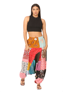 Femmes haute écologique coton toile Harem Joggers confortable décontracté Boho doux respirant Patch travail Cargo pantalon plat gratuit - Product Image 2