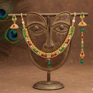 Impresionante conjunto de collar de joyería Polki cm y 71gm elegante diseño tradicional perfecto para bodas y ocasiones festivas - Product Image 3