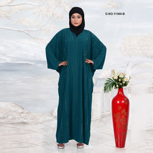 Embroidered Butterfly Sleeve Women Abaya <b>Modest</b> Kaftan Style Islamic Wear - Product Image 2