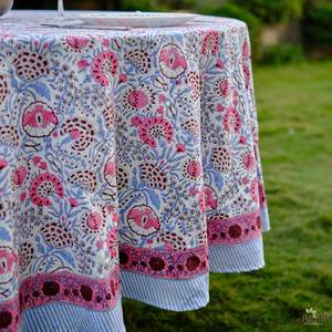 <span class=keywords><strong>Tovaglia</strong></span> fatta a mano in <span class=keywords><strong>cotone</strong></span> 100% fatto a mano con stampa floreale <span class=keywords><strong>rosa</strong></span> fragola Design a blocchi per matrimoni uso domestico-dimensioni personalizzate - Product Image 5