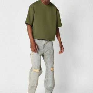 Camiseta recortada para hombre, algodón suave, transpirable, ajuste cómodo, Impresión de logotipo personalizado disponible para camisetas cortas de gimnasio a la moda - Product Image 3