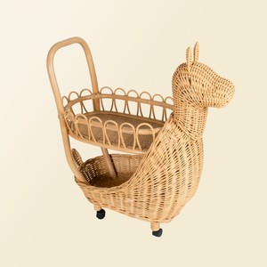 Fabuleux fait à la main rotin lama chariot en osier chariot à tirer rotin naturel Animal jouet Wagon pour chambre d'enfants semblant jouer décor de stockage - Product Image 1