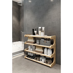 Estante de baño de madera de 4 niveles Defne White, organizador para cocina y despensa - Product Image 2