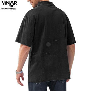 Lona sólida de peso pesado retro desgastada para camisa con diseño personalizado de retales y punto inverso para ropa de calle unisex para hombres - Product Image 4