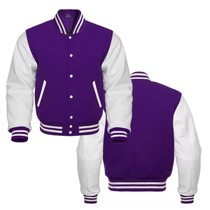 Vestes universitaires pour femmes de haute qualité corps en laine d'hiver personnalisé avec manches en cuir taille XL approvisionnement en tissu en gros - Product Image 1