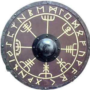 Escudo Vikingo JEXMOO Hecho a Mano de 24 Pulgadas, de Madera y Acero con Alto Contenido de Carbono, Diseño de Copa Central, con Soporte Compatible y Personalizable - Product Image 1