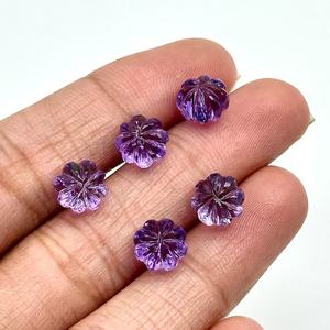 Perles en améthyste violette naturelle en forme de citrouille, perles de pierres précieuses en melon sculptées à la main, 6x8 MM - Product Image 3