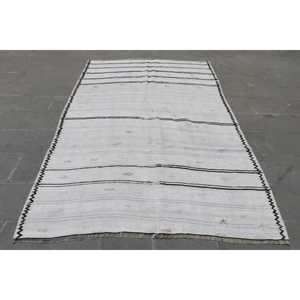 พรมวินเทจสไตล์ตุรกี ขนาด 5.4x8.4 ฟุต พรมสีขาวขนาดใหญ่ - Product Image 1