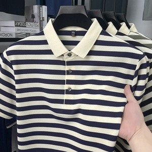 เสื้อโปโลแขนสั้นผู้ชายลำลองลายทางตัดสีใหม่ ผ้าคอตตอนหวี 100% สั่งทำขายส่งแฟชั่นยอดนิยม - Product Image 6