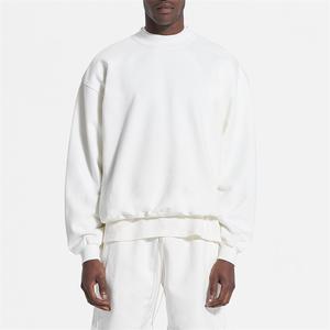 Vente en gros recadrée ras du cou pull blanc poids lourd 100% coton sweats à capuche Logo personnalisé col rond surdimensionné basiques sweats hommes - Product Image 3
