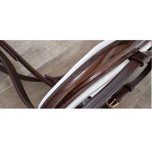 Logo personnalisé mèches d'équitation bride de cheval en cuir verni véritable de haute qualité produits équestres occidentaux durables - Product Image 2