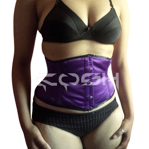 Corset en satin à lacets serrés, à armatures en acier, pour le torse court - Product Image 1