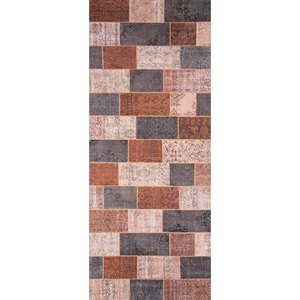 Tapis en laine noués à la main Provenance, rouge-orange, motif abstrait patchwork Kilim pour entrée et couloir - Rectangulaire 9x12 Pae-3372 - Product Image 1