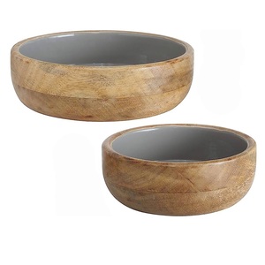 Bol profond en bois de forme ovale pour hôtel bol de service en bois fait main de taille personnalisée avec revêtement en émail pour maison et restaurant - Product Image 2