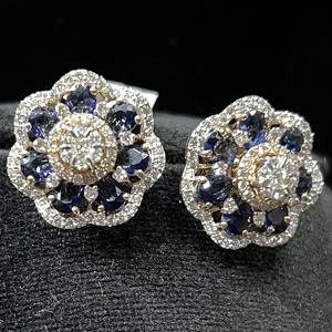 Boucles d'oreilles en or massif 14 carats et 18 carats avec diamants luxueux pour cadeau en or blanc rose jaune - Product Image 1