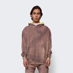 Nouveau Style personnalisé hommes sweats à capuche surdimensionnés 100% coton soleil délavé et broderie sérigraphié pour l'hiver - Product Image 1