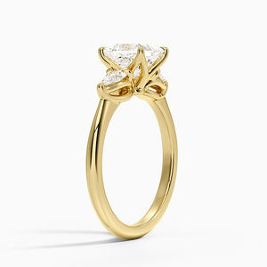 Fleur intemporal elegancia tres piedras diamante anillo de compromiso Original 14K oro IGI certificado laboratorio diamante joyería para mujer - Product Image 2