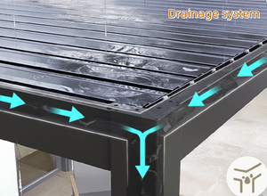 Pergola en <span class=keywords><strong>aluminium</strong></span> imperméable <span class=keywords><strong>de</strong></span> luxe, pliable et réglable, avec éclairage LED - Product Image 3