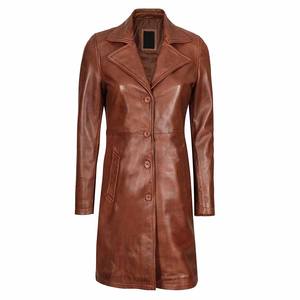 Abrigos de cuero vintage transpirables para mujer, abrigos de cuero duraderos cálidos a la moda con logotipo personalizado para damas - Product Image 1