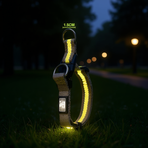 Collare per Animali Domestici Bicolore con Strisce Riflettenti per Passeggiate all'Aperto e Visibilità - Product Image 3