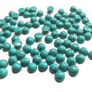 Turquoise synthétique 10mm 11mm Cabochon à dos plat certifié IGI pierres précieuses semi-précieuses en vrac calibrées prix de gros - Product Image 6