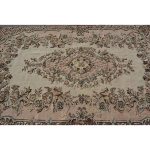 พรมตุรกีโบราณสีเบจสีน้ำตาล5.5x8.6ฟุตห้องโถงสี่เหลี่ยมผืนผ้าขนสัตว์เทียมขนกระต่ายสำหรับข้างเตียง - Product Image 5