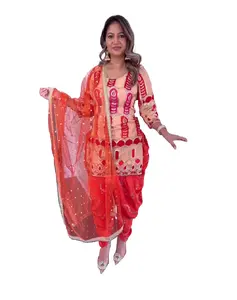 دوتي سلوار خاصة جاهزة ، جورجيت بتطريز قابل للتخصيص مع بنط نمط دوتي ، ملابس نسائية هندية تقليدية