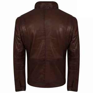 Veste bomber en cuir véritable pour homme en gros, manches longues, imperméable, respirante, style moto et motard, fermeture éclair sur le devant, poches - Product Image 6
