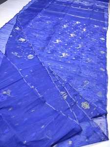 Nueva llegada azul Deshi Dhakai Jamdani Sharee calidad de exportación para mujeres JAMDANI tela rojo verde dorado cielo azul de Bangladesh - Product Image 3